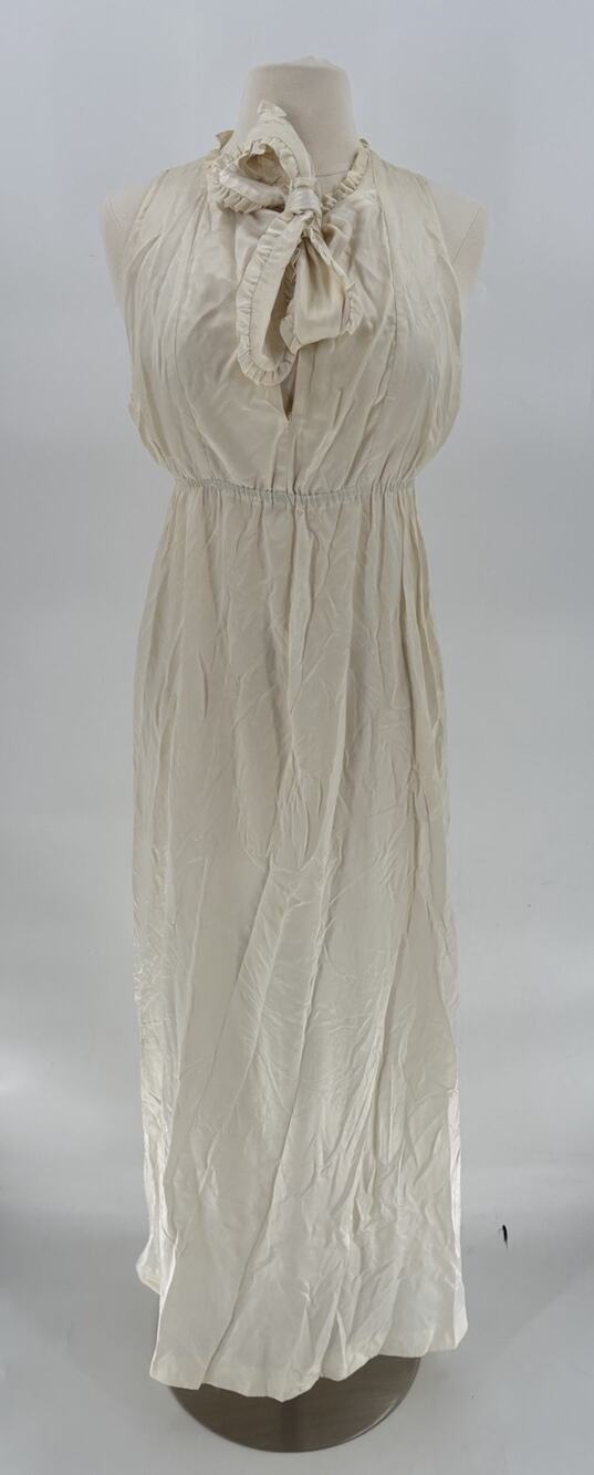 Vintage Odette Barsa 1950s Dressing Gown Womens Small Ivory Silk Satin Nightgown